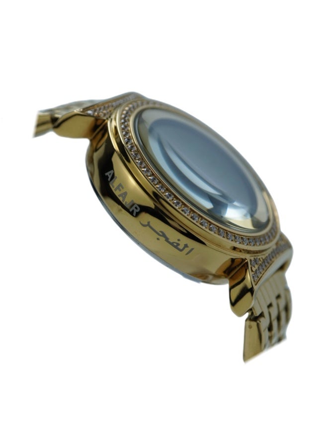 Ladies' Stainless Steel Strap Digital Watch Gold-tone Metal Bracelet Round Dial with Diamond Accents Minimalist Contemporary Design WF-14GWD - Image 3